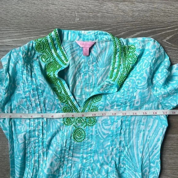 Lilly Pulitzer Sarasota Beaded Tunic Sea Cups Shorely Blue - Picture 9 of 10